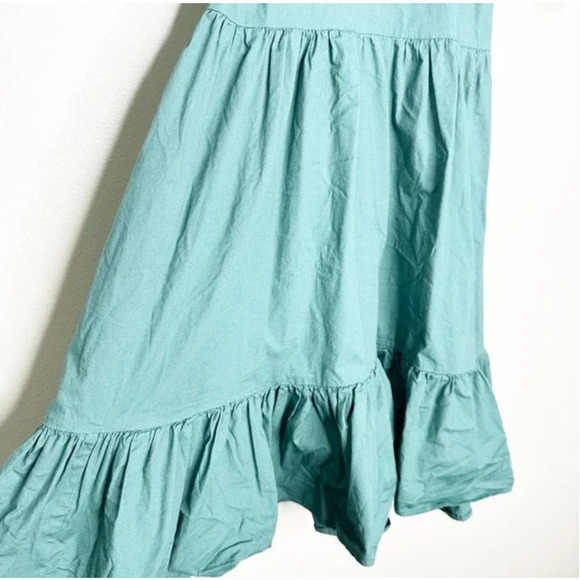 Peter Som Tie Back Green Dress 6 Ruffle Hem Puff Sleeves Travel Beach Resort - Picture 5 of 8